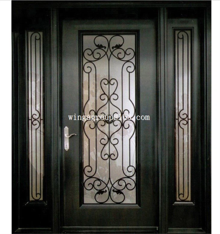 Sidelight Front Entry Double Custom Wrought Iron Door